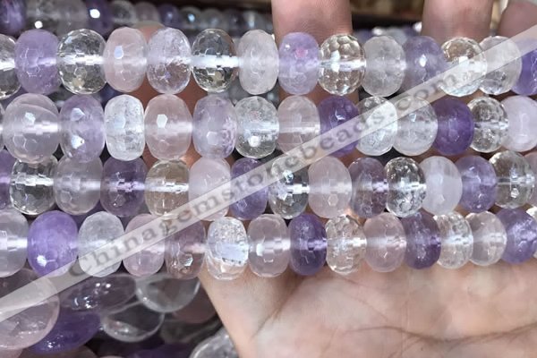 CMQ520 15.5 inches 8*12mm faceted rondelle colorfull quartz beads