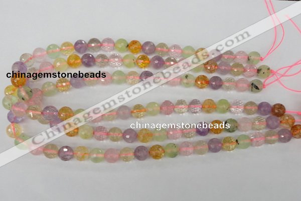 CMQ53 15.5 inches 10mm faceted round multicolor quartz beads