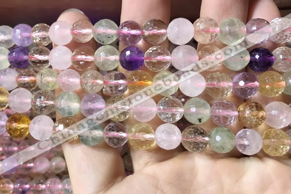 CMQ531 15.5 inches 8mm faceted round colorfull quartz beads