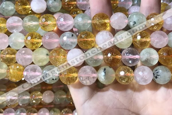 CMQ533 15.5 inches 12mm faceted round colorfull quartz beads