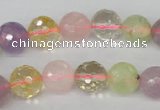 CMQ54 15.5 inches 12mm faceted round multicolor quartz beads