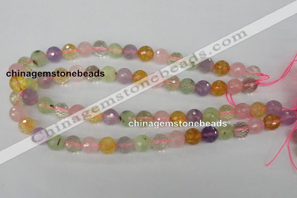 CMQ54 15.5 inches 12mm faceted round multicolor quartz beads