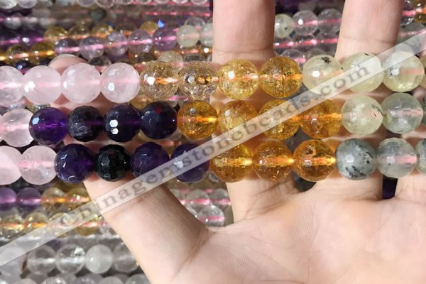 CMQ545 15.5 inches 10mm faceted round colorfull quartz beads