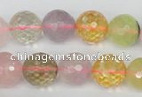 CMQ55 15.5 inches 14mm faceted round multicolor quartz beads