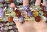 CMQ555 15.5 inches 14mm faceted round colorfull quartz beads