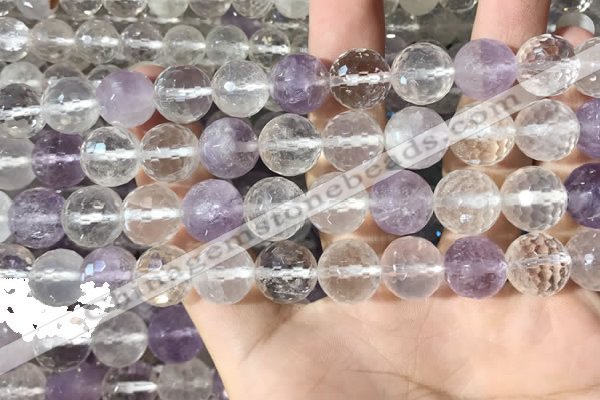 CMQ557 15.5 inches 12mm faceted round colorfull quartz beads