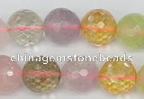 CMQ56 15.5 inches 16mm faceted round multicolor quartz beads