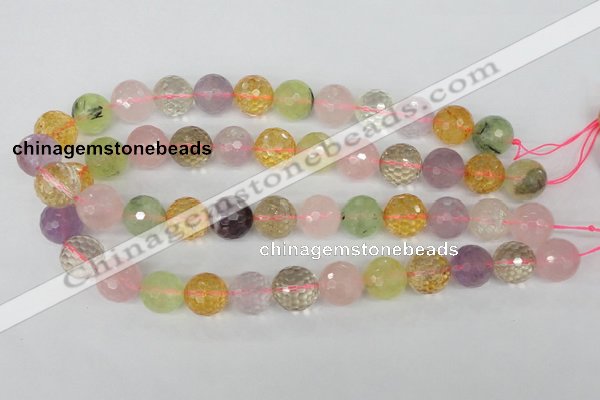 CMQ56 15.5 inches 16mm faceted round multicolor quartz beads