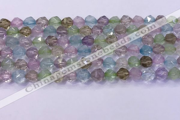 CMQ576 15.5 inches 8mm faceted round mixed quartz beads