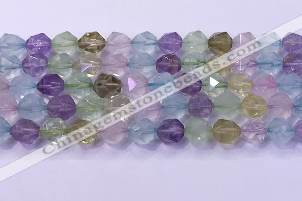 CMQ578 15.5 inches 12mm faceted round mixed quartz beads