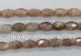 CMS100 15.5 inches 6*9mm faceted rice moonstone gemstone beads