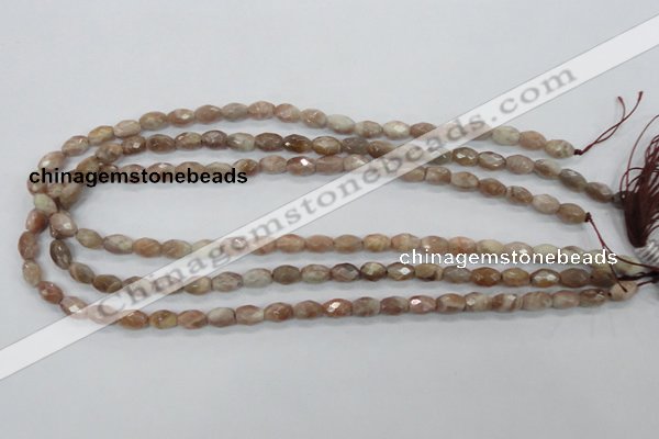 CMS100 15.5 inches 6*9mm faceted rice moonstone gemstone beads