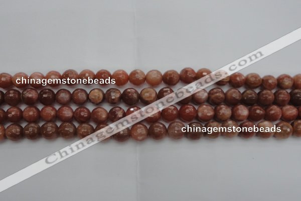 CMS1012 15.5 inches 8mm faceted round AA grade moonstone beads