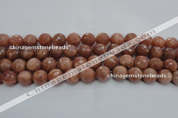 CMS1016 15.5 inches 14mm faceted round AA grade moonstone beads