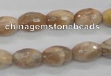 CMS102 15.5 inches 10*14mm faceted rice moonstone gemstone beads