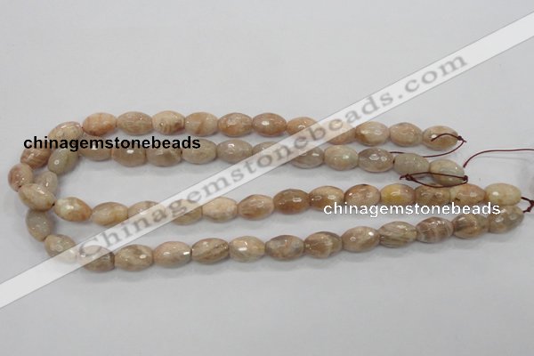 CMS102 15.5 inches 10*14mm faceted rice moonstone gemstone beads