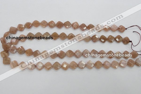 CMS105 15.5 inches 10*10mm faceted diamond moonstone gemstone beads