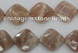 CMS106 15.5 inches 14*14mm faceted diamond moonstone gemstone beads