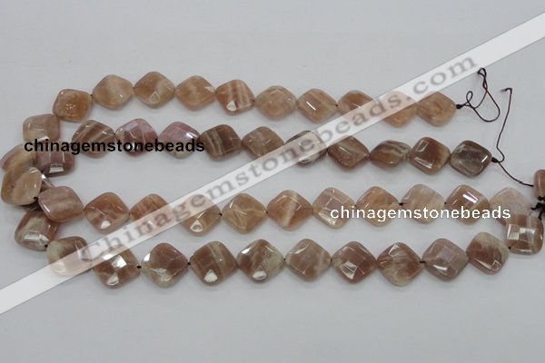 CMS106 15.5 inches 14*14mm faceted diamond moonstone gemstone beads