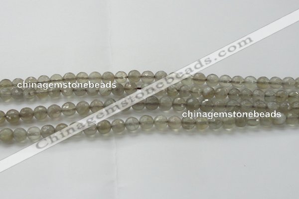 CMS1060 15.5 inches 6mm faceted round grey moonstone beads wholesale