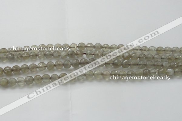 CMS1061 15.5 inches 8mm faceted round grey moonstone beads wholesale