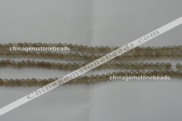 CMS1066 15.5 inches 4mm faceted round grey moonstone beads wholesale