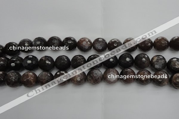 CMS1078 15.5 inches 12mm faceted round grey moonstone beads wholesale