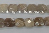 CMS108 15.5 inches 10*10mm faceted square moonstone gemstone beads