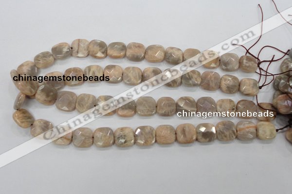 CMS109 15.5 inches 15*15mm faceted square moonstone gemstone beads