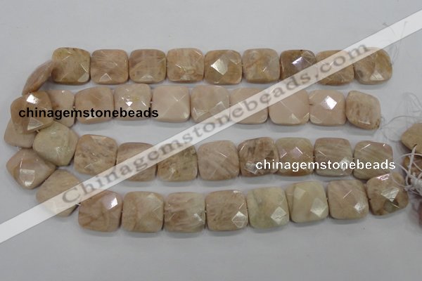 CMS110 15.5 inches 20*20mm faceted square moonstone gemstone beads