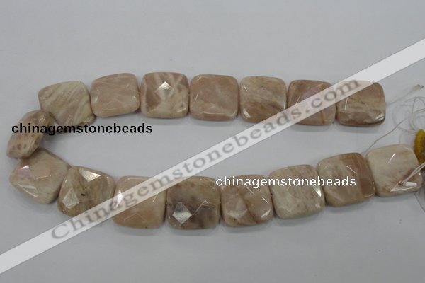 CMS111 15.5 inches 25*25mm faceted square moonstone gemstone beads