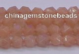 CMS1131 15.5 inches 6mm faceted nuggets peach moonstone beads