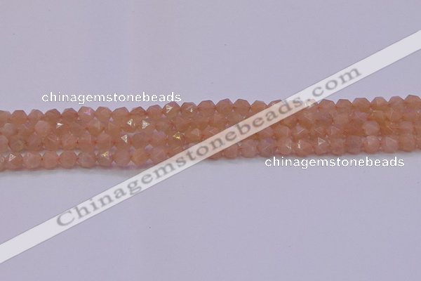 CMS1131 15.5 inches 6mm faceted nuggets peach moonstone beads