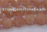 CMS1133 15.5 inches 10mm faceted nuggets peach moonstone beads