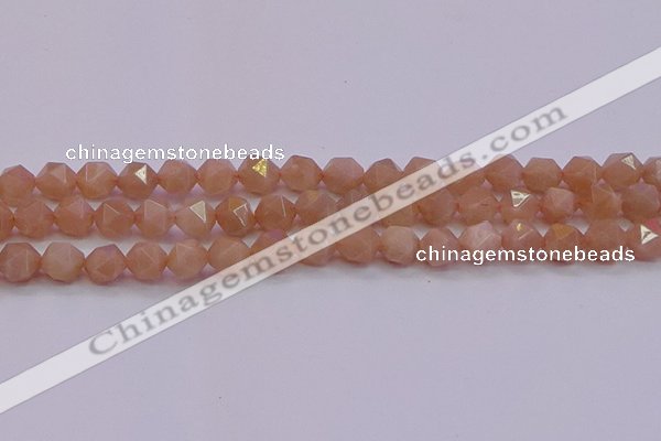 CMS1133 15.5 inches 10mm faceted nuggets peach moonstone beads