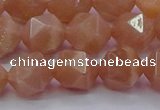 CMS1134 15.5 inches 12mm faceted nuggets peach moonstone beads