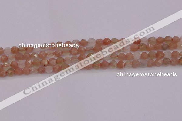 CMS1136 15.5 inches 6mm faceted nuggets rainbow moonstone beads