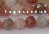 CMS1138 15.5 inches 10mm faceted nuggets rainbow moonstone beads