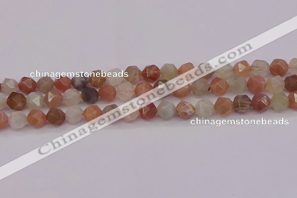 CMS1138 15.5 inches 10mm faceted nuggets rainbow moonstone beads