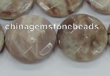 CMS114 15.5 inches 25mm faceted coin moonstone gemstone beads