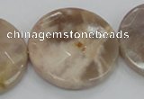 CMS115 15.5 inches 35mm faceted coin moonstone gemstone beads