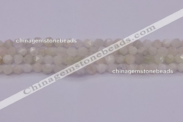 CMS1154 15.5 inches 8mm faceted nuggets white moonstone beads