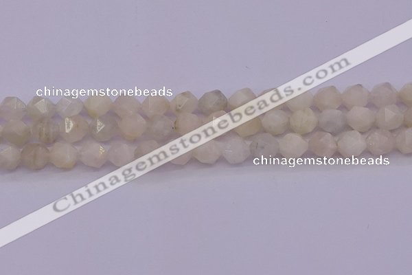 CMS1156 15.5 inches 12mm faceted nuggets white moonstone beads