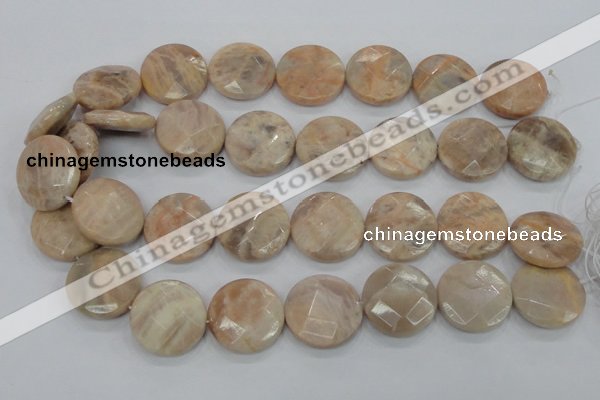 CMS116 15.5 inches 25mm faceted coin moonstone gemstone beads