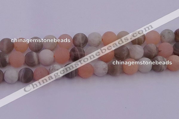 CMS1163 15.5 inches 12mm round matte rainbow moonstone beads