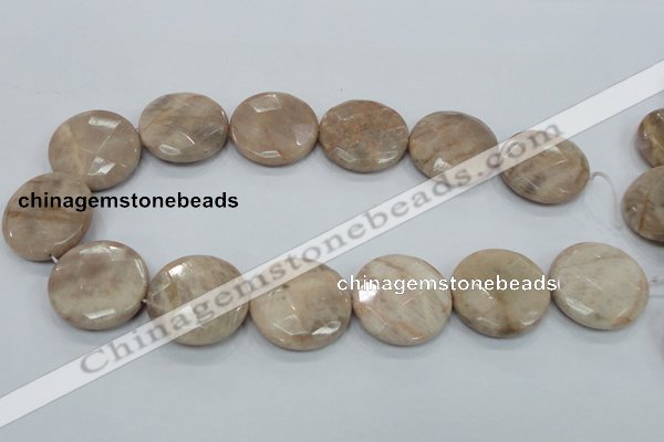 CMS117 15.5 inches 30mm faceted coin moonstone gemstone beads