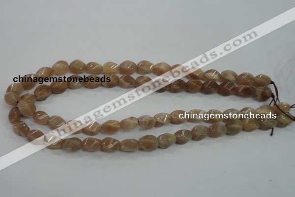 CMS118 15.5 inches 8*12mm twisted rice moonstone gemstone beads