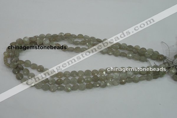 CMS129 15.5 inches 8mm faceted coin moonstone gemstone beads