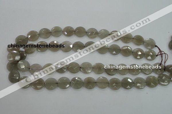 CMS130 15.5 inches 14mm faceted coin moonstone gemstone beads