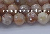 CMS1302 15.5 inches 8mm faceted round AB-color moonstone beads